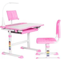 Парта Anatomica Avgusta + стул + выдвижной ящик + светильник + подставка (белый/розовый) — Chaika Market