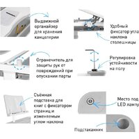 Парта Anatomica Avgusta + стул + выдвижной ящик + светильник + подставка (белый/розовый) - Изображение №24 — Chaika Market
