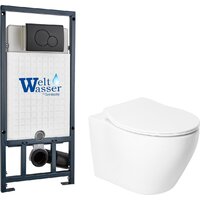 Унитаз подвесной Saniteco KW-99046 в комплекте с инсталляцией + Marberg 507 RD MT-BL + Marberg 507 - Изображение №2 — Chaika Market