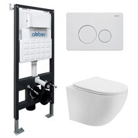 Унитаз подвесной Abber Bequem AC1100T-AC0105-AC0121MW (с кнопкой смыва) — Chaika Market