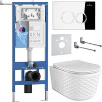 Унитаз подвесной Roxen Vine Tornado в комплекте с инсталляцией StounFix Dual Fresh 6 в 1 979009 (кнопка: хром глянцевый) — Chaika Market