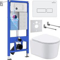 Унитаз подвесной Roxen Simple Compact в комплекте с инсталляцией StounFix Dual Fresh 6 в 1 920247 (кнопка: белый глянец) — Chaika Market