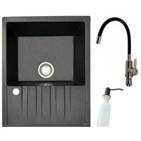 Кухонная мойка БелЭворс Vega R + смеситель W74004-2 + дозатор L405F (черный) — Chaika Market