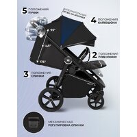 Коляска прогулочная «книга» Sweet Baby Contente Plus Basic (черный) - Изображение №2 — Chaika Market