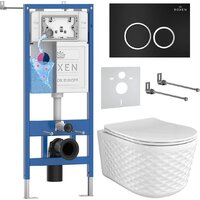 Унитаз подвесной Roxen Vine Tornado в комплекте с инсталляцией StounFix Dual Fresh 6 в 1 979008 (кнопка: черный матовый) — Chaika Market