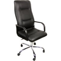 Офисное кресло Деловая обстановка Филадельфия Стандарт хром (черный, кожа люкс) — Chaika Market