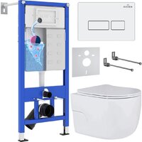 Унитаз подвесной Roxen Porto в комплекте с инсталляцией StounFix Dual Fresh 6 в 1 576390 (кнопка: белый глянец) — Chaika Market