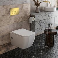 Унитаз подвесной Roxen Cube bidet в комплекте с инсталляцией StounFix Dual Fresh 6 в 1 968094 (кнопка: золото глянцевое ) - Изображение №8 — Chaika Market