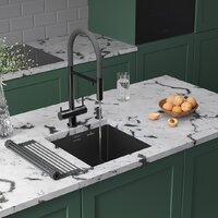 Кухонная мойка Roxen Uno 560210-44B (440*440) PVD графит под столешницу (с ролл-матом и дозатором) - Изображение №2 — Chaika Market