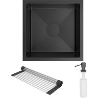 Кухонная мойка Roxen Uno 560210-44B (440*440) PVD графит под столешницу (с ролл-матом и дозатором) - Изображение №4 — Chaika Market