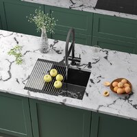 Кухонная мойка Roxen Uno 560210-44B (440*440) PVD графит под столешницу (с ролл-матом и дозатором) — Chaika Market