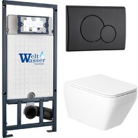 Унитаз подвесной Saniteco KW-9010W + Marberg 507 RD MT-BL + Marberg 507 - Изображение №2 — Chaika Market