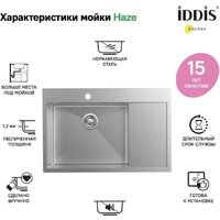 Кухонная мойка IDDIS Haze HAZ78SLi77 - Изображение №10 — Chaika Market