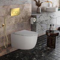 Унитаз подвесной Roxen Vortex в комплекте с инсталляцией StounFix Dual Fresh 6 в 1 968046 (кнопка: золото глянцевое) - Изображение №6 — Chaika Market