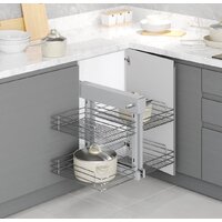 Корзина выкатная Starax Волшебный уголок выдвижной S-3068-C (правое выдвижение, хром) - Изображение №2 — Chaika Market