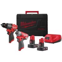  Milwaukee M12 FPP2E2-402X 4933480594 (шуруповерт, винтоверт, 2 АКБ, кейс) — Chaika Market