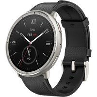 Умные часы Amazfit Active 2 Premium (серебристый, с черным кожаным ремешком) — Chaika Market