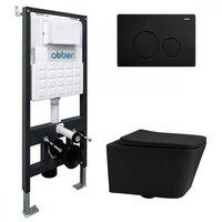 Унитаз подвесной Abber Rechteck AC1201MB-AC0105-AC0121MB (с кнопкой смыва) — Chaika Market