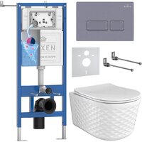 Унитаз подвесной Roxen Vine Tornado в комплекте с инсталляцией StounFix Dual Fresh 6 в 1 979005 (кнопка: серый гранит) — Chaika Market