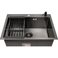 Кухонная мойка ARFEKA ECO AR мойка 600*500, коландер, дозатор BLACK - Изображение №2 — Chaika Market