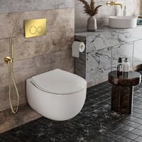 Унитаз подвесной Roxen Egg в комплекте с инсталляцией StounFix Dual Fresh 6 в 1 968031 (кнопка: золото глянцевое ) - Изображение №8 — Chaika Market