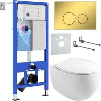 Унитаз подвесной Roxen Egg в комплекте с инсталляцией StounFix Dual Fresh 6 в 1 968031 (кнопка: золото глянцевое ) — Chaika Market