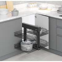 Корзина выкатная Starax Волшебный уголок выдвижной S-3067-А (левое выдвижение, антрацит) - Изображение №2 — Chaika Market