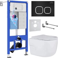 Унитаз подвесной Roxen Porto One Rimless 6 в 1 StounFix Dual Fresh 545591 (кнопка: черный матовый) - Изображение №1 — Chaika Market