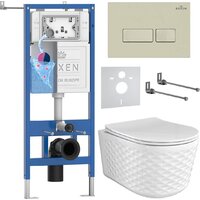 Унитаз подвесной Roxen Vine Tornado в комплекте с инсталляцией StounFix Dual Fresh 6 в 1 979004 (кнопка: бежевый) — Chaika Market
