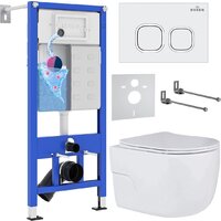 Унитаз подвесной Roxen Porto в комплекте с инсталляцией StounFix Dual Fresh 6 в 1 538465 (кнопка: белый глянец) — Chaika Market