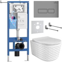 Унитаз подвесной Roxen Vine Tornado в комплекте с инсталляцией StounFix Dual Fresh 6 в 1 979003 (кнопка: хром матовый) — Chaika Market