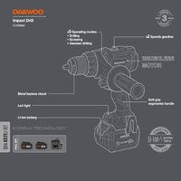 Ударная дрель-шуруповерт Daewoo Power DAA 6521Li Set (с 2-мя АКБ, кейс) - Изображение №3 — Chaika Market
