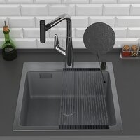 Кухонная мойка Roxen Snake 560220-45-BS PVD графит/текстурная поверхность (с ролл-матом и дозатором) - Изображение №5 — Chaika Market