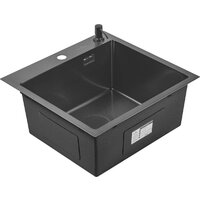 Кухонная мойка Roxen Snake 560220-45-BS PVD графит/текстурная поверхность (с ролл-матом и дозатором) - Изображение №7 — Chaika Market