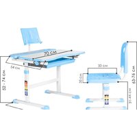 Парта Anatomica Avgusta + стул + выдвижной ящик + подставка (белый/голубой) - Изображение №2 — Chaika Market