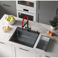 Кухонная мойка Roxen Simple 560220-60B PVD графит (с коландером и дозатором) - Изображение №2 — Chaika Market
