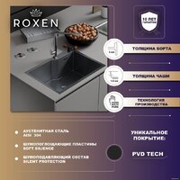 Кухонная мойка Roxen Simple 560220-60B PVD графит (с коландером и дозатором) - Изображение №7 — Chaika Market