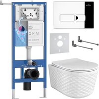 Унитаз подвесной Roxen Vine Tornado в комплекте с инсталляцией StounFix Dual Fresh 6 в 1 979002 (кнопка: хром глянцевый) — Chaika Market