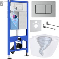 Унитаз подвесной Roxen Antares Tornado в комплекте с инсталляцией StounFix Dual Fresh 6 в 1 968430 (кнопка: сатин) — Chaika Market