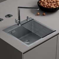 Кухонная мойка Roxen Snake 560220-45-S сатин/текстурная поверхность (с ролл-матом и дозатором) — Chaika Market