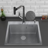 Кухонная мойка Roxen Snake 560220-45-S сатин/текстурная поверхность (с ролл-матом и дозатором) - Изображение №5 — Chaika Market