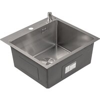 Кухонная мойка Roxen Snake 560220-45-S сатин/текстурная поверхность (с ролл-матом и дозатором) - Изображение №8 — Chaika Market