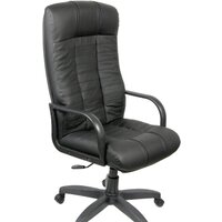 Офисное кресло Деловая обстановка Атлант Стандарт (черный, кожа сплит) - Изображение №1 — Chaika Market