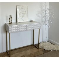 Консольный стол Shtabe Simple 7011 эко (травертин/белый/золото) - Изображение №4 — Chaika Market