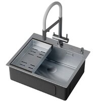 Кухонная мойка Roxen Simple 560220-60 сатин (с коландером и дозатором) - Изображение №7 — Chaika Market