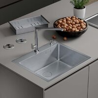 Кухонная мойка Roxen Simple 560220-60 сатин (с коландером и дозатором) — Chaika Market