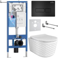 Унитаз подвесной Roxen Vine Tornado в комплекте с инсталляцией StounFix Dual Fresh 6 в 1 979001 (кнопка: черный матовый) — Chaika Market
