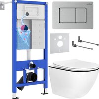 Унитаз подвесной Roxen Antares Black в комплекте с инсталляцией StounFix Dual Fresh 6 в 1 968427 (кнопка: сатин) — Chaika Market