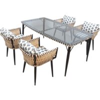 Обеденная группа Garden Story Монте-Карло MK-MT001/МТ002-TN004 (черный/ротанг жемчуг) — Chaika Market
