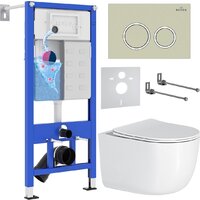 Унитаз подвесной Roxen Vortex в комплекте с инсталляцией StounFix Dual Fresh 6 в 1 966303 (кнопка: бежевый) — Chaika Market